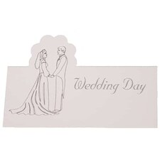 Wedding Day White and Silver Place Cards - Pack of 10