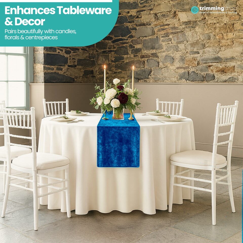image 1 of Crushed Velvet Table Runner, Glitz Table Runners - 33 x 274cm