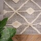 image 4 of KUKOON Grey Cream Diamond Loop Pile Living Room Area Rug 80cm x 150cm