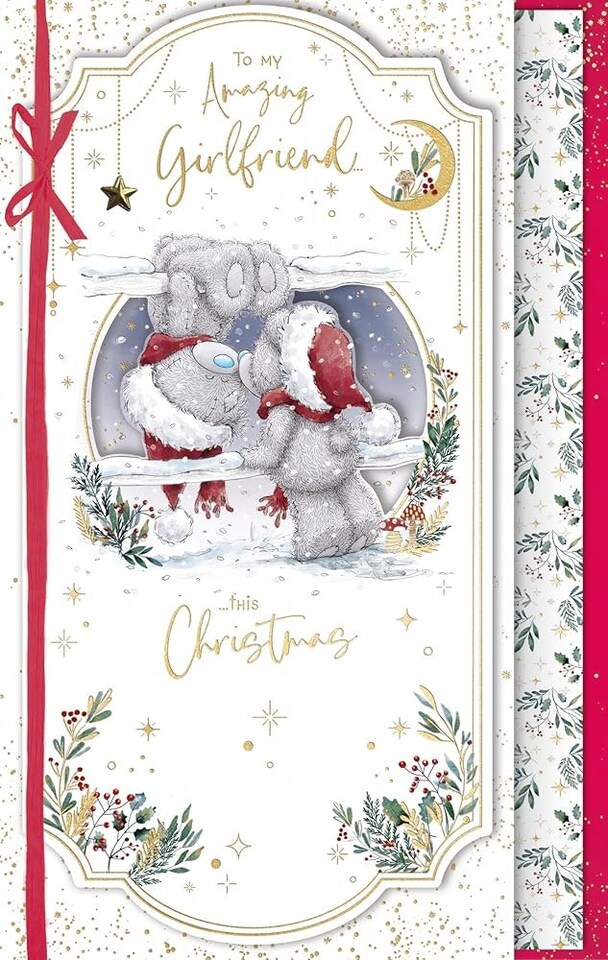 image 1 of Bears Kissing An Amazing Girlfriend Luxury Handmade Christmas Card
