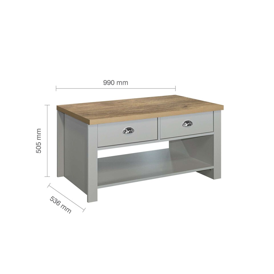 image 1 of Highgate 2 Drawer Coffee Table Grey