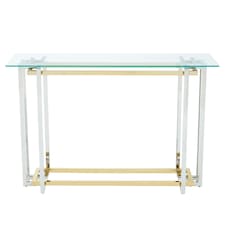 Interiors by Premier Glass Top Console Table, Gold and Silver Luxury Console Table, Modern Style Console Table with Glass Top Gold