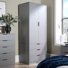 Phoenix Wardrobe 2 Door 3 Drawers Bedroom Home Furniture Clothing Storage Shelf | Grey