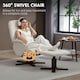 image 4 of HOMCOM Swivel Recliner Chair with Footstool and Wooden Base, Beige Cream