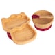 image 1 of Tiny Dining Children's Bamboo Suction Llama Dinner Set - Red