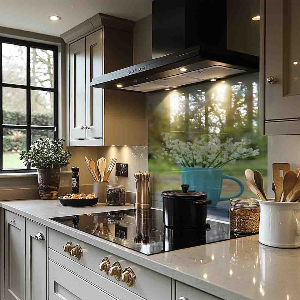 image 1 of Lily Of The Valley Splash Back | White