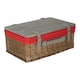 image 2 of 41cm Antique Wash Red Lined Willow Empty Picnic Basket with Pinewood Lid | Brown | Brown | M | 1