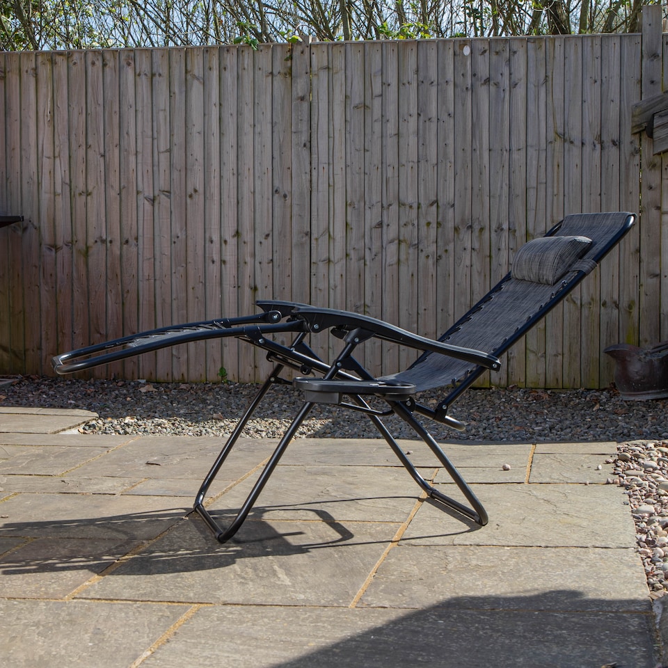 image 1 of Set of 2 Multi Position Garden Zero Gravity Relaxer Chair Sun Lounger in Mixed Grey | Grey | Grey