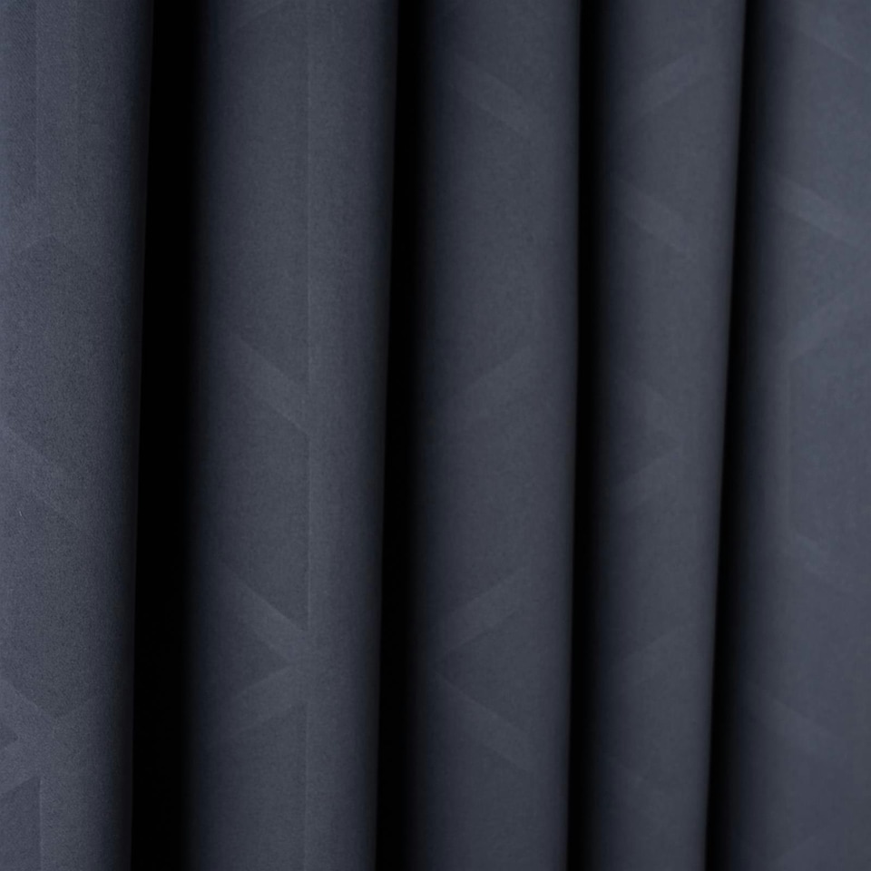 image 1 of OHS Geo Print Thermal Blackout Eyelet Curtains, 90x90" - Navy Blue