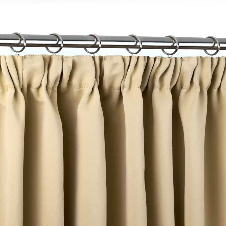 image 1 of Essential Woven Thermal Blackout Pencil Pleat Door Curtain 168cm x 213cm Beige Cream | Beige