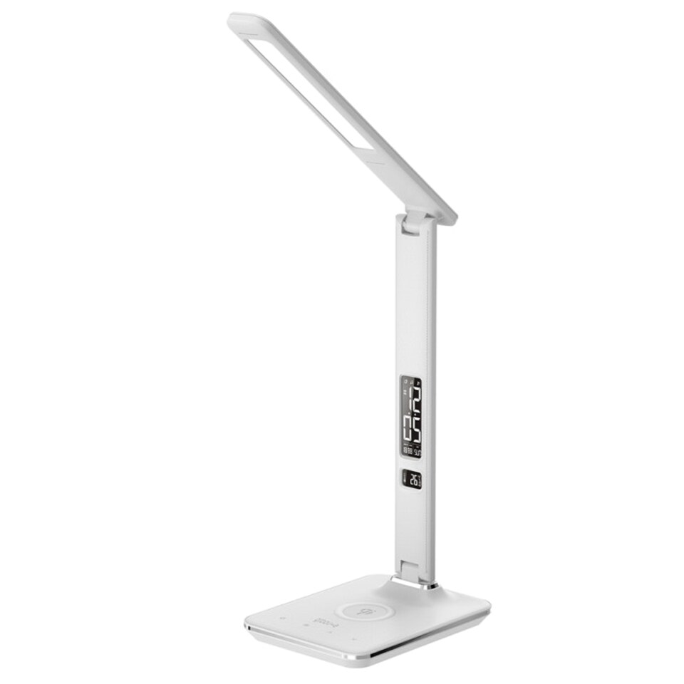 image 1 of Groov-e GVWC04WE Ares Desk LED Lamp with Wireless Charging Pad & Clock - White