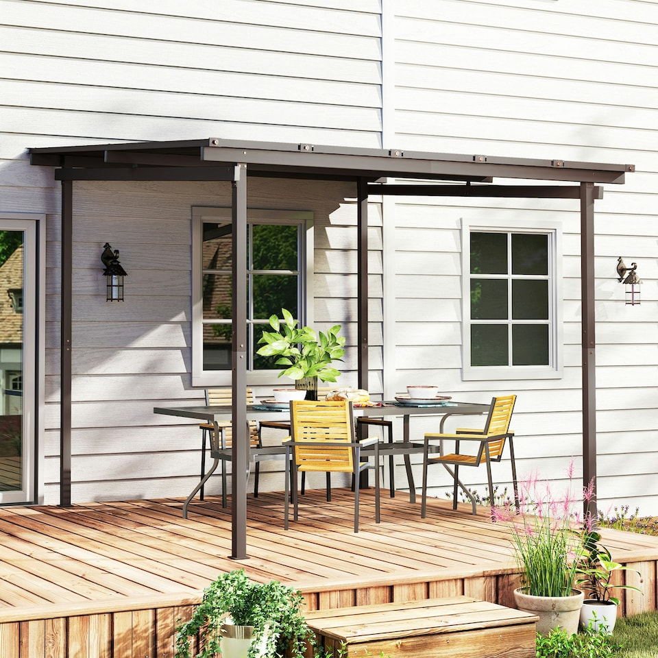 image 1 of Outsunny 3 x 3(m) Waterproof Metal Pergola Easy to Assemble Lean to Pergola