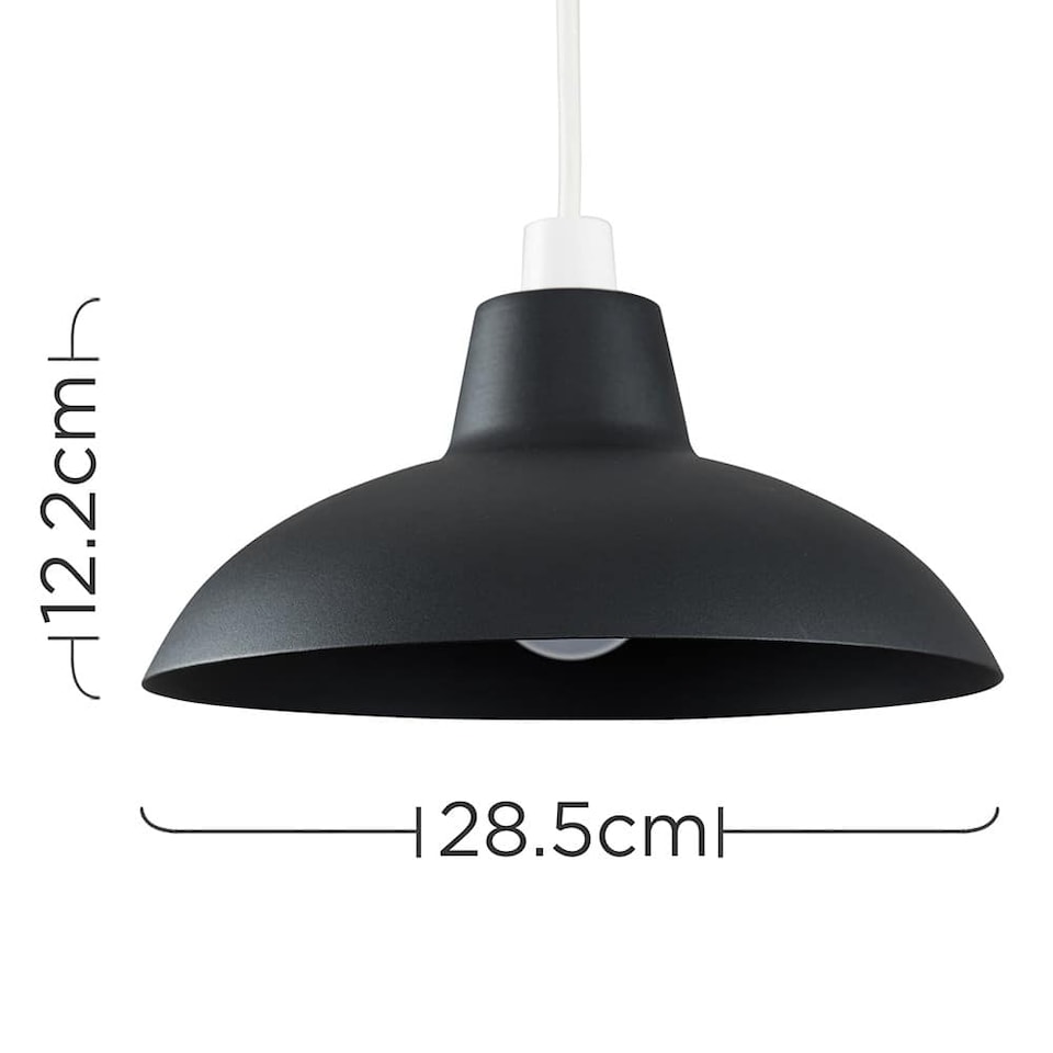 image 1 of ValueLights Civic Metro Black Ceiling Pendant Shade & Bulb | Black