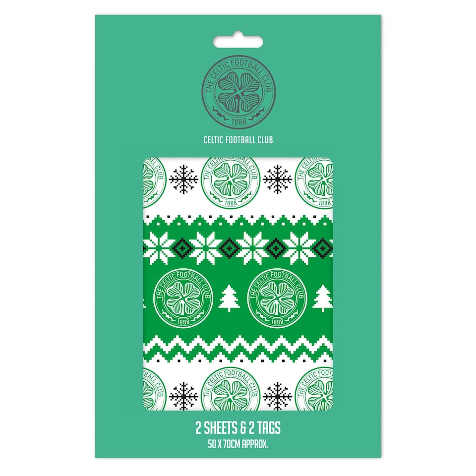 image 1 of Celtic FC Christmas 2 Sheets & 2 Tags Gift Wrap