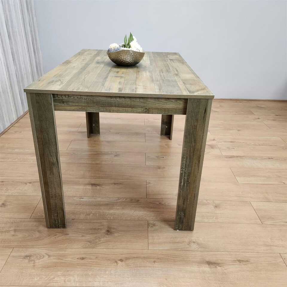 image 1 of Dining Table Brown Wood Kitchen Place for 4 Seats, Dining Table Only (Brown H 75 x L 117 x W 77 cm) Brown