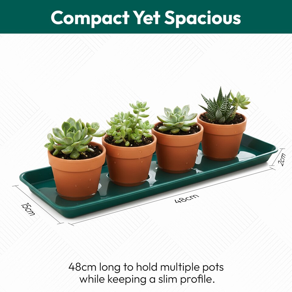 image 1 of 48cm Small Windowsill Plant Tray Plastic Drip Tray for Indoor Outdoor Plant Pots Pack of 10