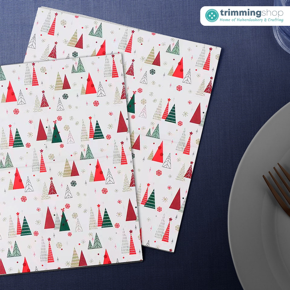 image 1 of 33 x 33cm White 2 Ply Decorative Holiday Serviettes - 20 Pack