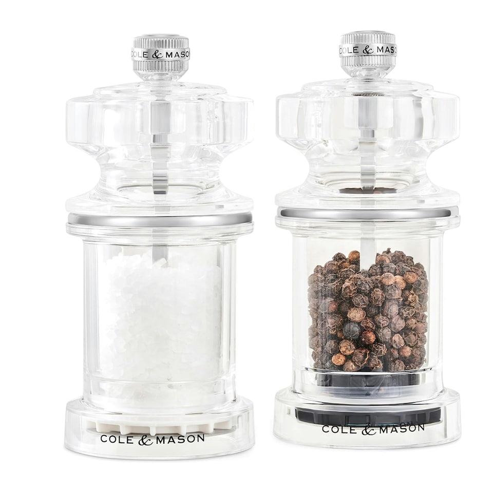 image 1 of Cole & Mason 675 Clear Acrylic Salt & Pepper Mill Set 118mm