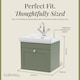 image 5 of Bathroom Wall Hung 1-Drawer Vanity Unit & Fireclay Basin, Green, 500mm | Green | Satin Green | 406 x 531 x 496mm