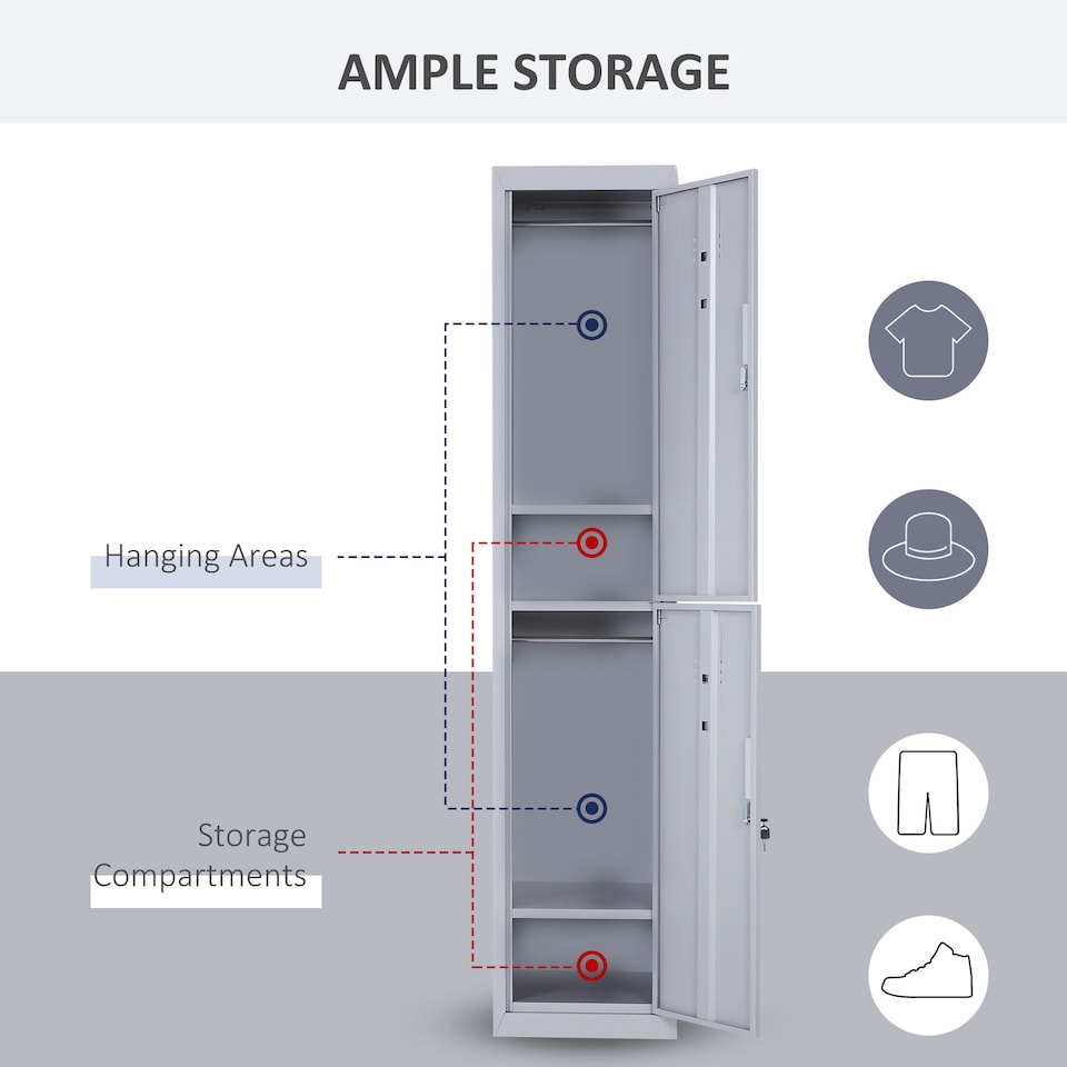 image 1 of Vinsetto 1.8m Locker Office Cabinet Storage Cold Rolled Steel w/ Storage Shelves