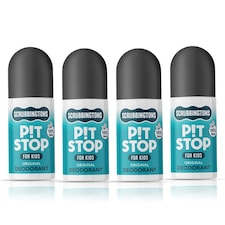 Scrubbingtons Pit Stop Kids Deodorant Natural Roll On For Children, Teens Natural Ingredients For Sensitive Skin Paediatrician approved, Aluminium & Alcohol Free, Original, 75ml x 4 | White | 4