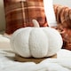 image 2 of OHS 2 x Boucle Fleece Pumpkin Shaped Halloween Fall Autumn Decoration Filled Cushions, 25x25cm - Cream