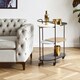 image 1 of Interiors by Premier 3-Tier Trolley, Black and White Marble Top Bar Cart, 3 Tier Trolley on Wheels, Metal Trolley with Wheels