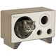 image 1 of PawHut Cat Scratcher Board Radio Shape Cardboard with Catnip, Natural Wood