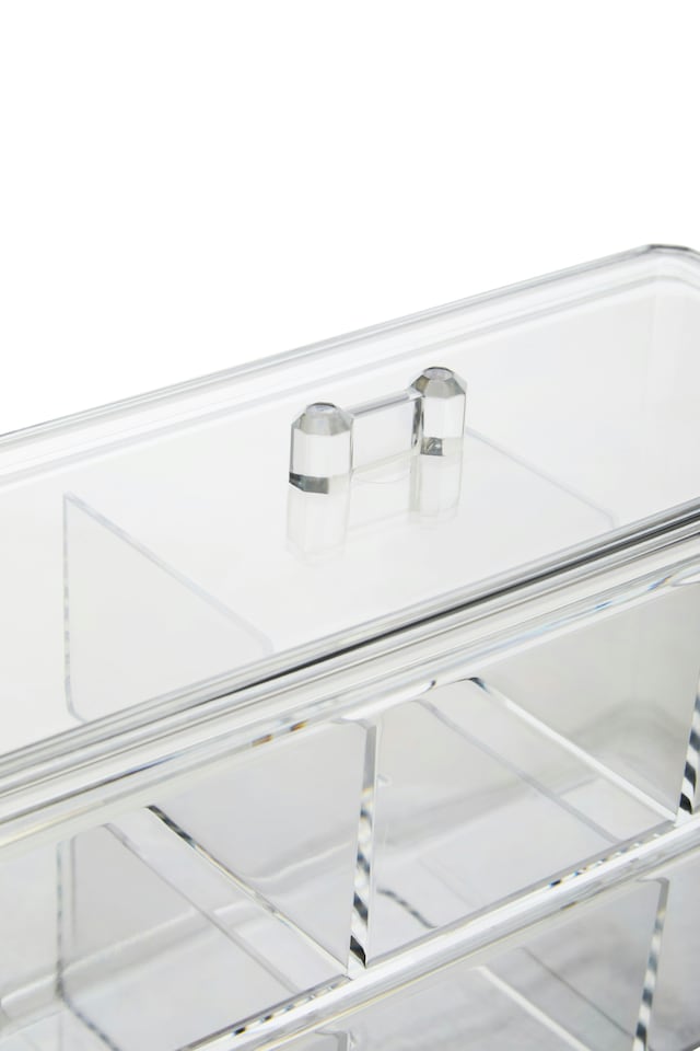 image 1 of Interiors by Premier Six Compartment Plastic Cosmetics Organiser, Makeup Drawer Organiser, Cosmetic Storage Box, Makeup Tray | Clear