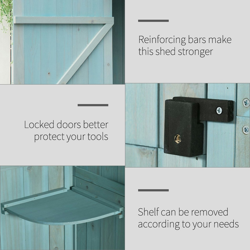 image 1 of Outsunny Wooden Garden Storage Shed Outdoor Tool Storage Box, Blue