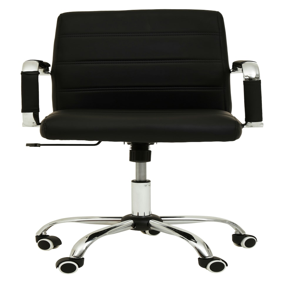 image 1 of Interiors by Premier Brent Black Leather Effect And Chrome Home Office Chair