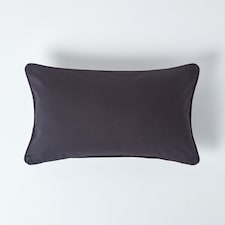 Homescapes Cotton Plain Black Rectangular Cushion Cover - 30 x 50 cm | Black | Black | 30 x 50 cm