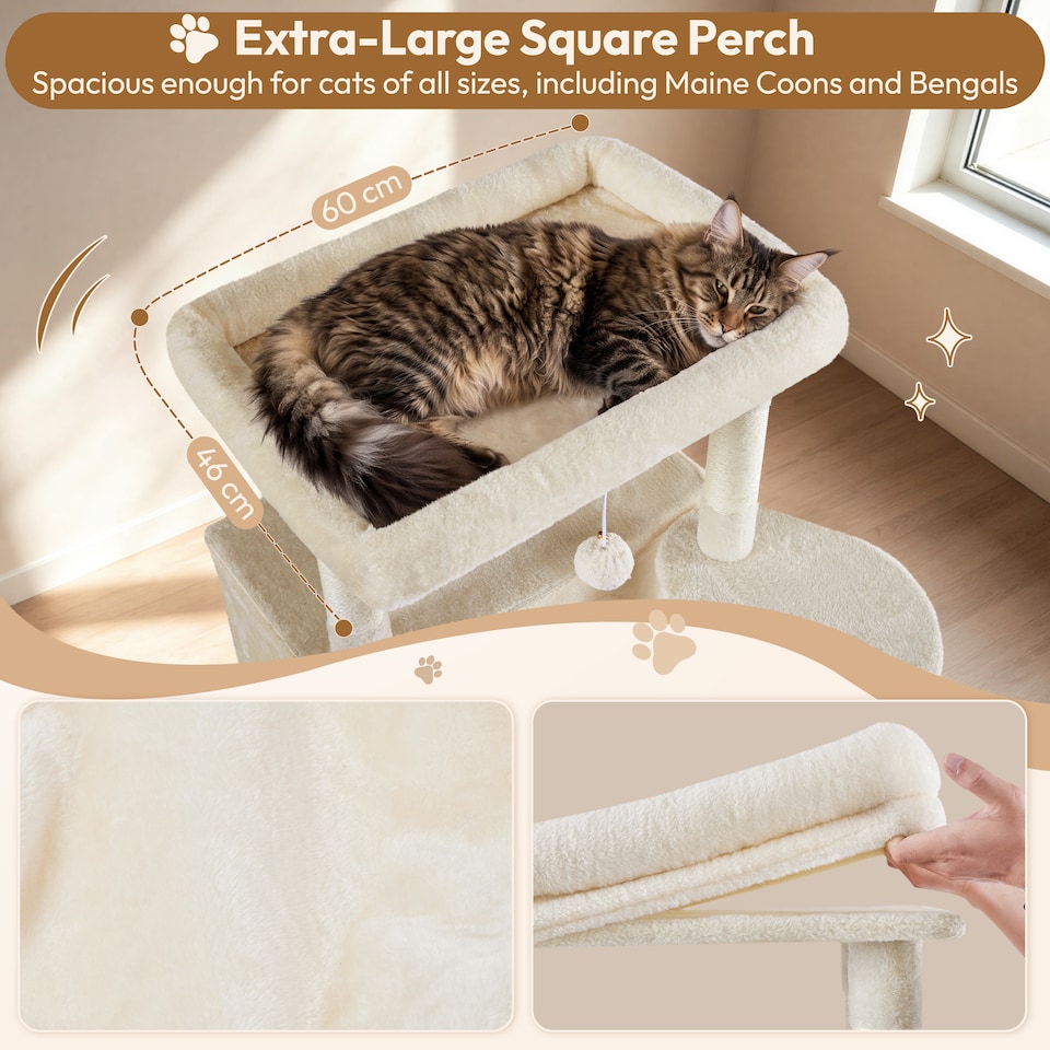 image 1 of Yaheetech 210cm Multi-Level Cat Tree with Large Top Perch, 2 Cat Condos, Hammock & Basket, Sisal Scratching Posts, Heavy Duty Cat Tower for Indoor Cats, Beige