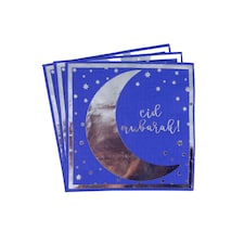 Eid Mubarak Napkins (20pk) - Blue & Silver