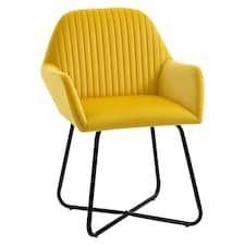 HOMCOM Modern Accent Chair Velvet-Feel Upholstered Lounge Armchair Yellow