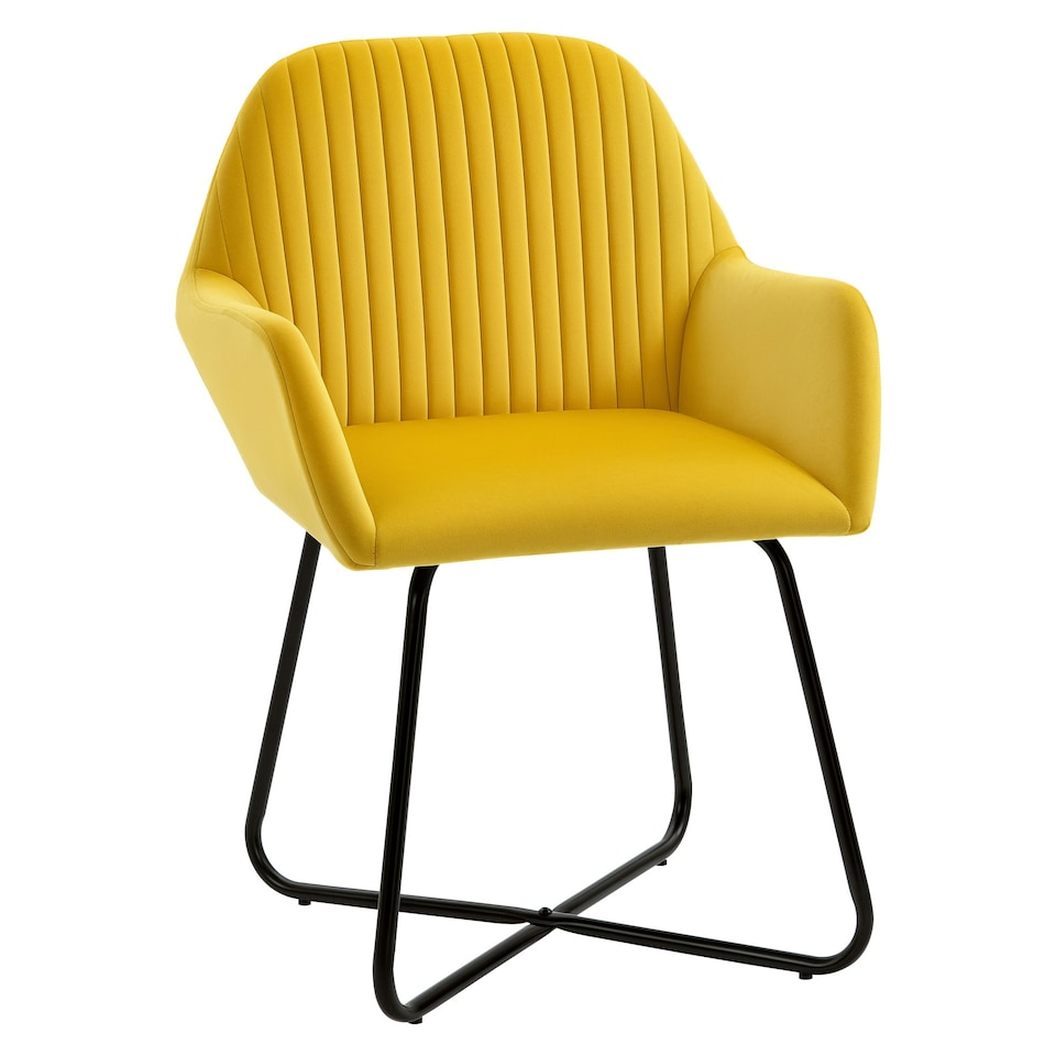 image 1 of HOMCOM Modern Accent Chair Velvet-Feel Upholstered Lounge Armchair Yellow