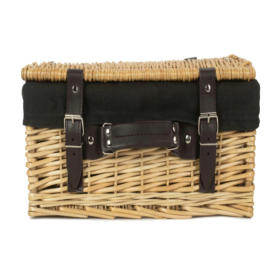 image 1 of 36cm Wicker Picnic Basket with Lining Black | Black | One Size
