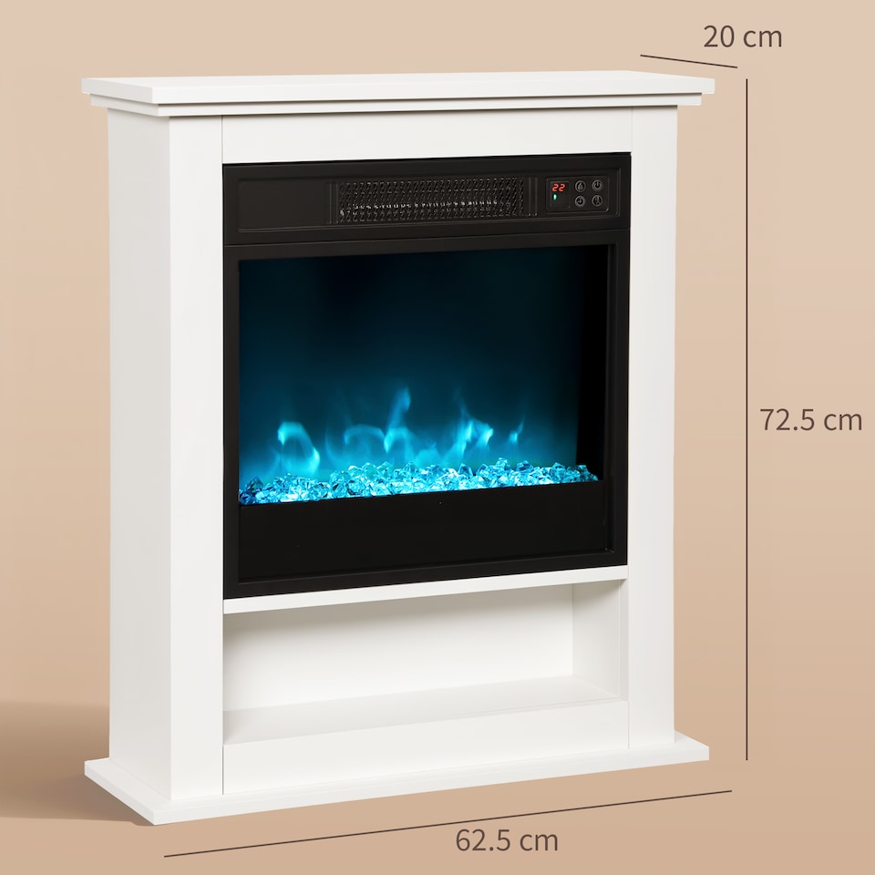 image 1 of HOMCOM 1800W White Electric Fire with Remote & Timer for Living Room