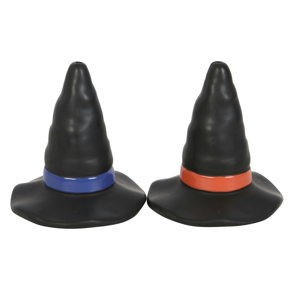 image 1 of Something Different Witches Hat Salt and Pepper Shakers - Black/Blue/Orange - One Size