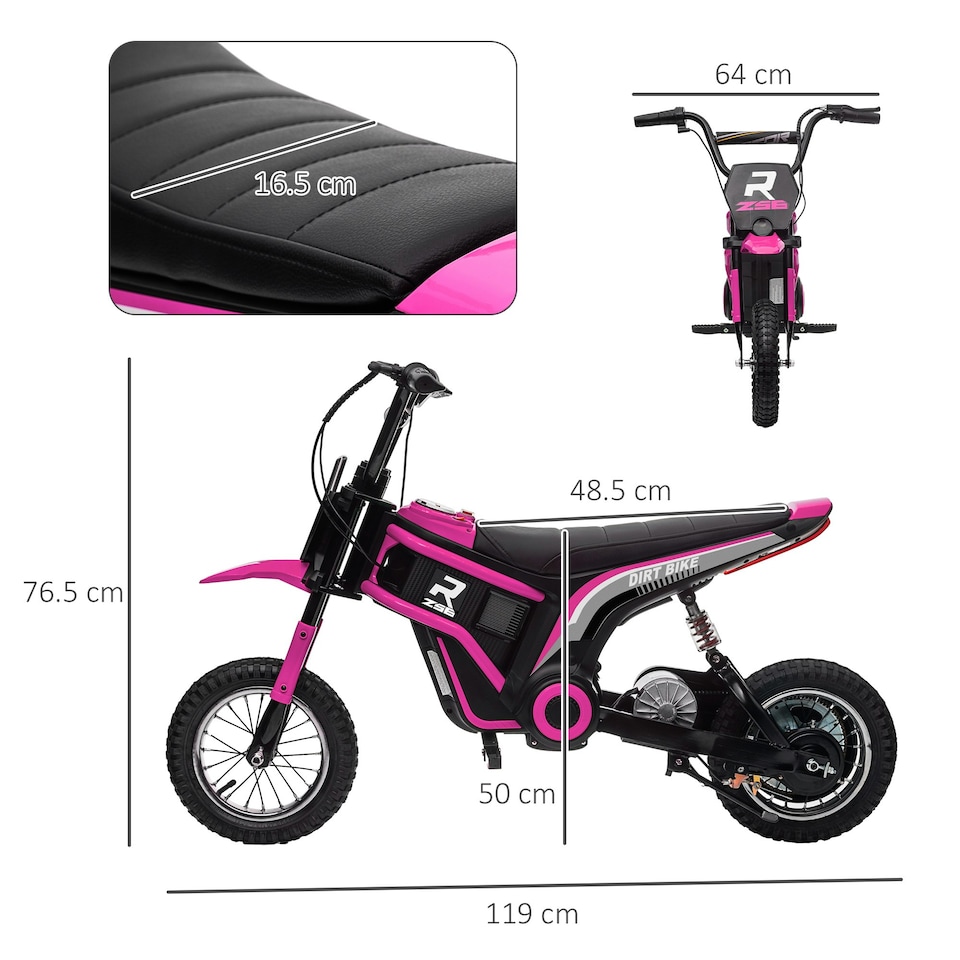 image 1 of HOMCOM 24V Kids Electric Motorbike with Twist Grip Throttle, Music, Horn - Pink