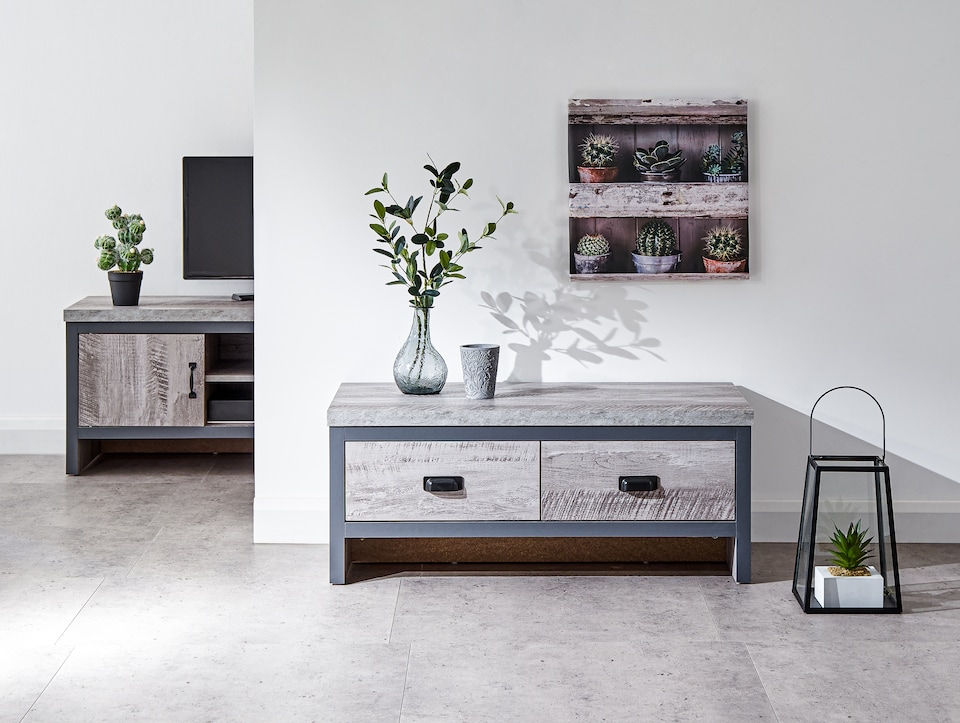 image 1 of Boston 2 Drawer Coffee Table | Grey | Grey