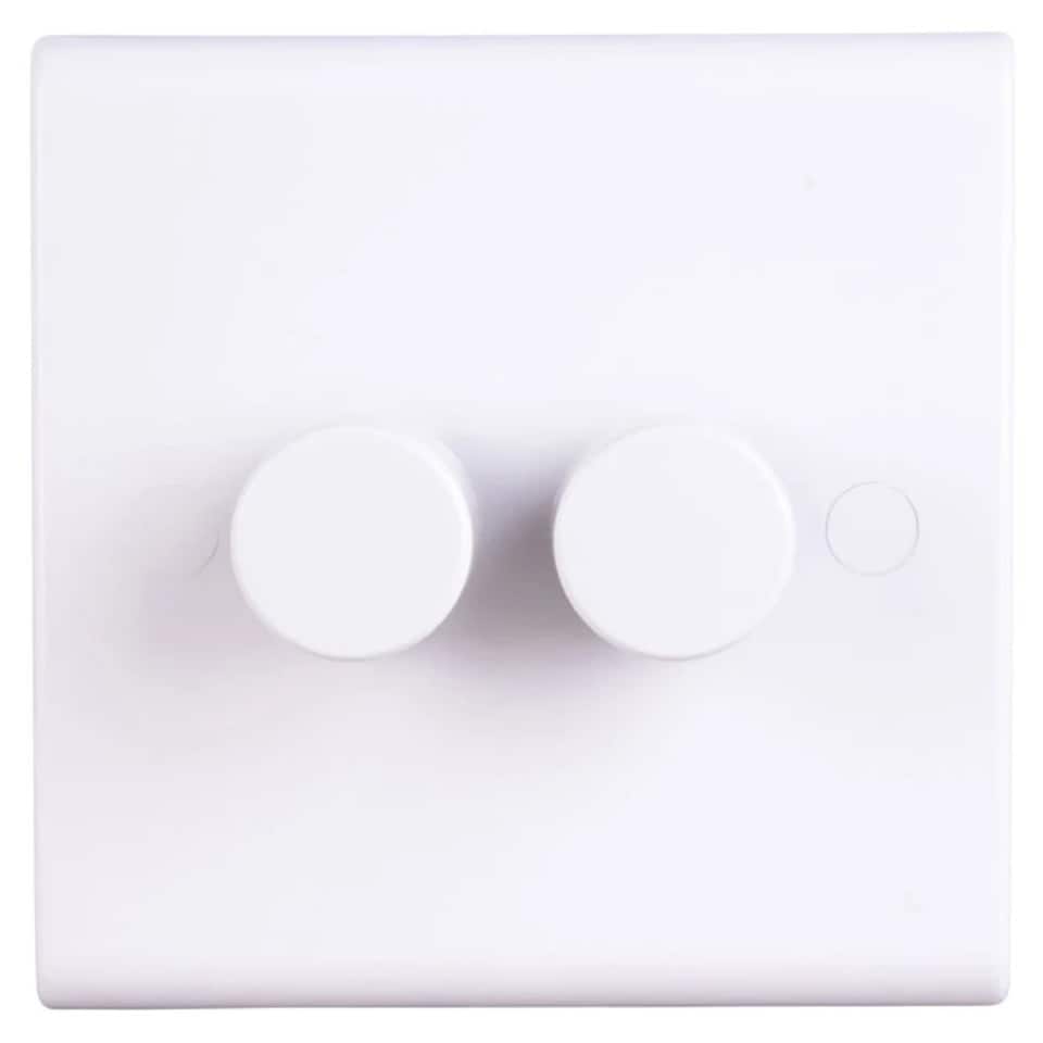 Deta S1415 Universal LED 2 Gang Multi-Way Dimmer Switch 3-250 Watt (White)
