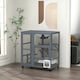 image 2 of PawHut Indoor Catio Cat House on Wheels with Platforms, Hammock