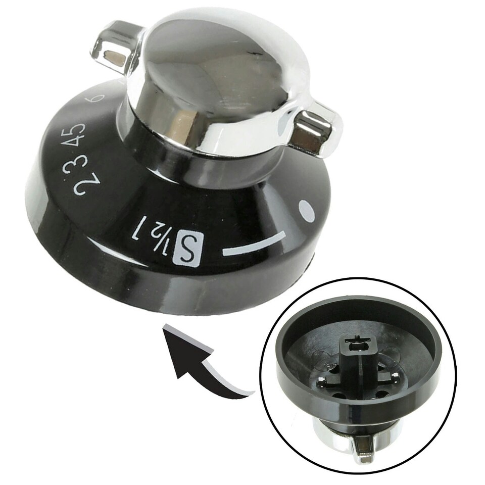 image 1 of SPARES2GO Control Knob for Belling  444445523, 444445724  New World 444441153 Gas Oven Cooker (Pack of 6 Knobs) Black | Silver