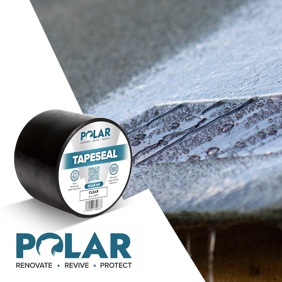 image 1 of Polar TapeSeal Waterproof Repair Tape For Leaks Rubberised | Black | Black | 4 Inch x 5 Foot