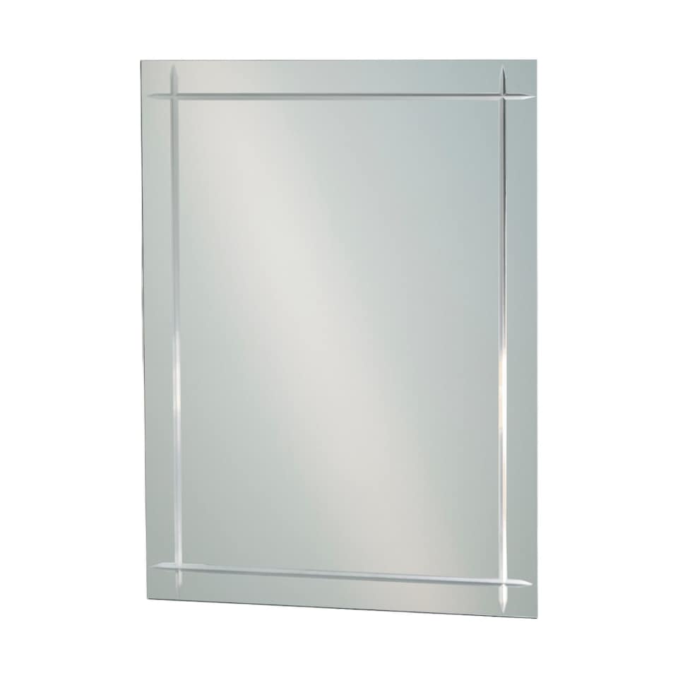 image 1 of Showerdrape Marylebone Rectangular Wall Mounted Frameless Diamond Cut Bevelled Edge Bathroom Mirror 60 x 45cm | Chrome | Mirror | 1