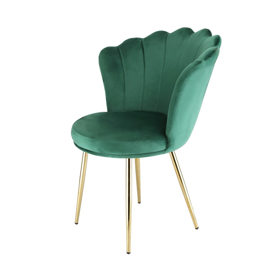 image 1 of FREYA Petal Chair Velvet Upholstered Fabric - Green Green