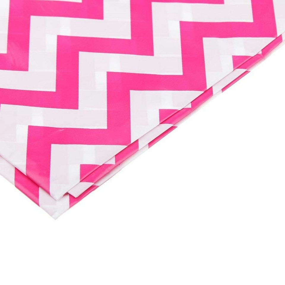 image 1 of Unique Party Plastic Chevron Tablecloth - Hot Pink/White - One Size