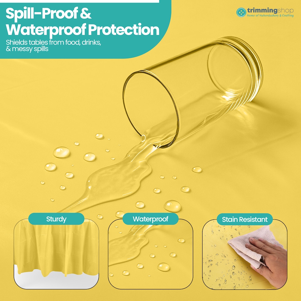 image 1 of Disposable Plastic Table Cover, Waterproof Tablecloth - 84 Inch