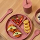 image 6 of Tiny Dining Silicone Suction Plate, Fork & Spoon Set - Dusty Rose - Silicone Baby Feeding Set for Babies, Toddlers & Kids